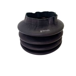 Fuelle cuero negro con aros inox