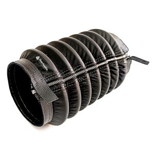 Fuelle de cuero negro con cremallera